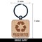 Please Recycle with Symbol Engraved Wood Square Keychain Tag Charm